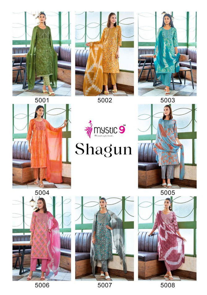 Shagun Vol 5 By Mystic 9 Rayon Printed Kurti Bottom With Dupatta Wholesale Online
